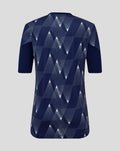 Back view of navy junior Preston North End matchday shirt with a geometric triangle pattern
