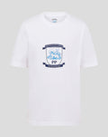 White Junior Core Crest T Shirt with blue crest logo centered on the chest.