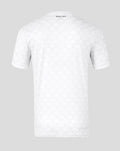 Back view of white junior home shirt with geometric pattern and Preston North End crest at upper back