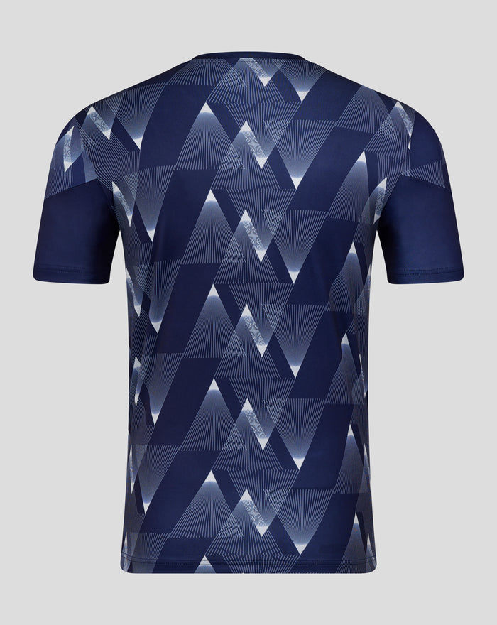 Back view of navy Preston North End matchday shirt featuring the geometric pattern
