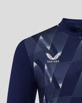 Front view of navy Preston North End Matchday Midlayer Top with club crest on the chest and Castore logo.