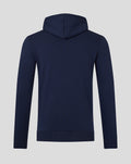 Back view of a navy unisex table football hoodie with a plain design and hood