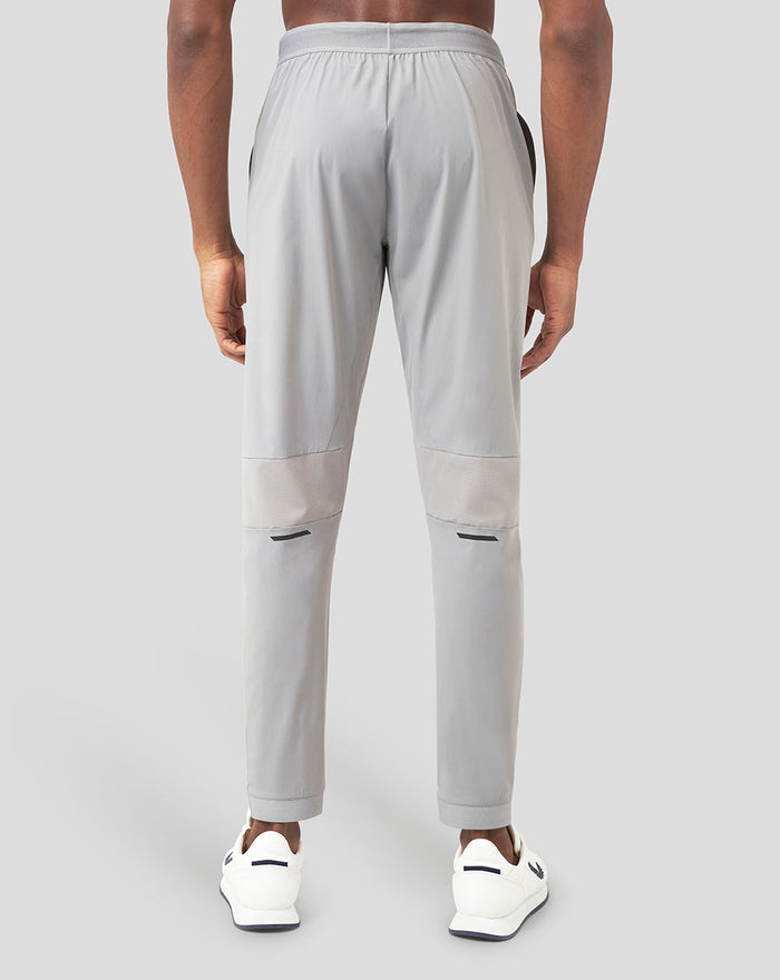 Back view of Slate Carbon Capsule Woven Joggers with mesh knee panels